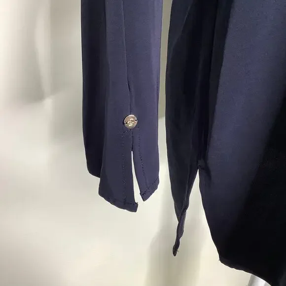 Chico's Navy Blue Long Sleeve Zipper Detail Blouse Top 2 NWT - Picture 2 of 7